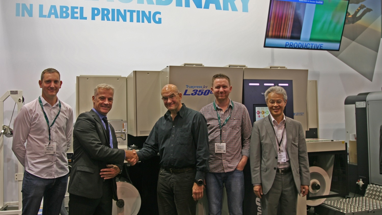 Pictured (from left): Nick Escreet, Hine Labels; Bui Burke, Screen Europe; Bill Hine, Hine Labels; Ryan Grayson, Hine Labels; Takanori Kakita, Screen Europe