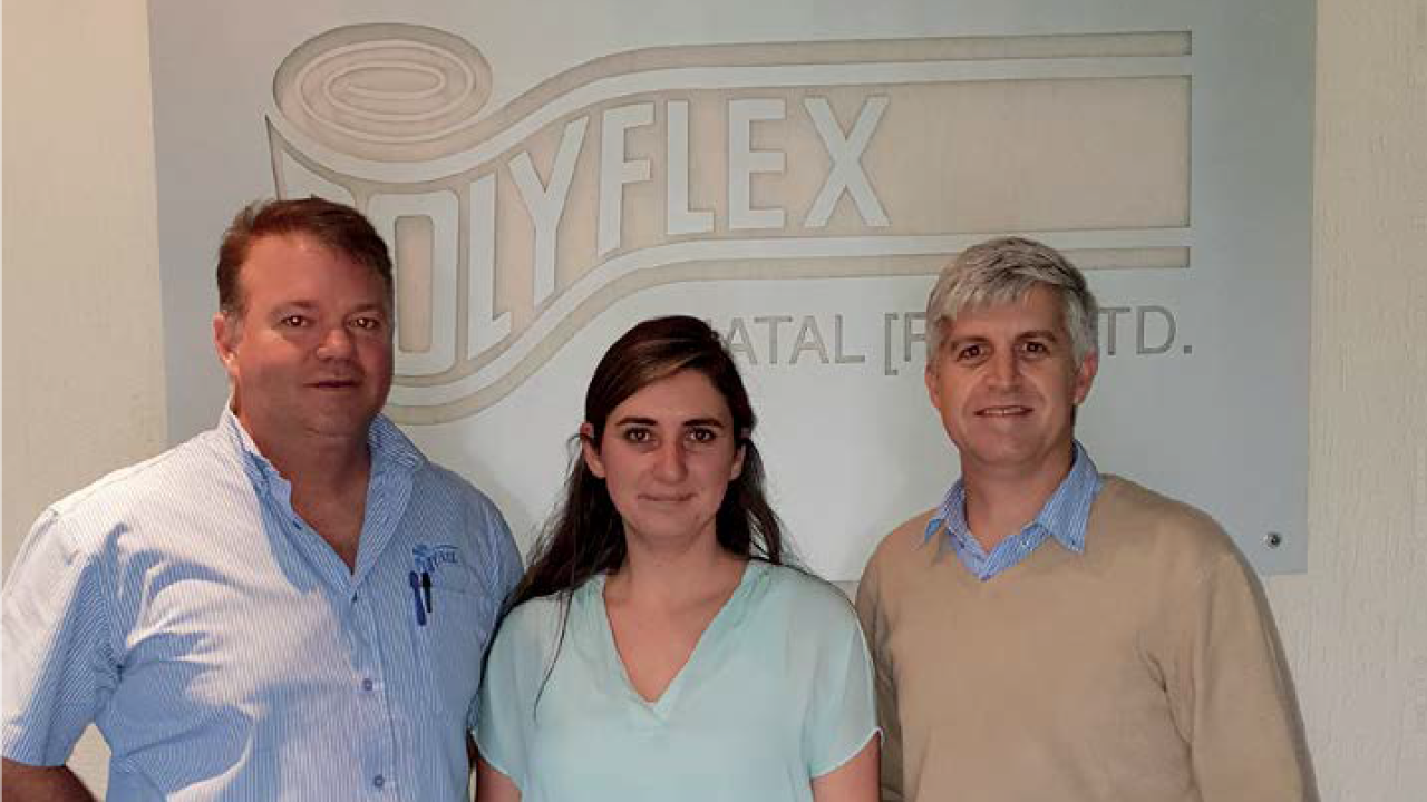 Stuart Baylis (left), head of production at Polyflex, and Gary Martin (right), systems and workflow specialist; in the centre is Digital Distributors’ Danni Pearce