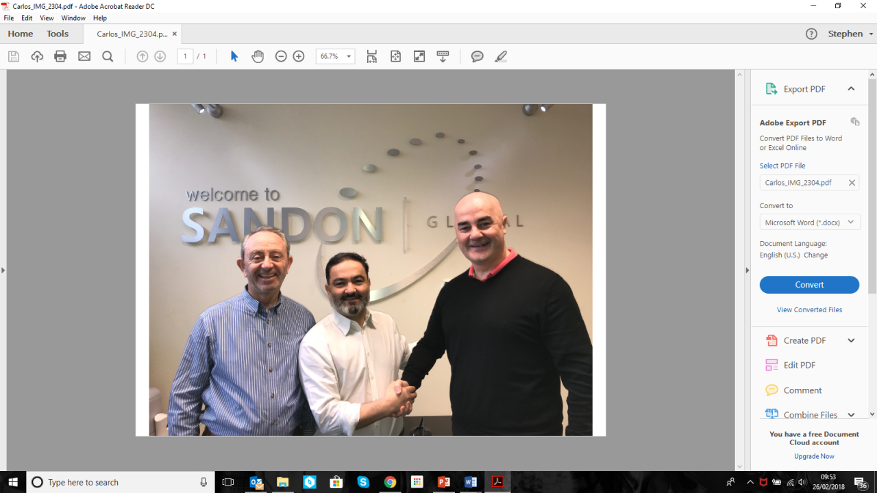 Pictured (from left): Sandon Global managing director John Millington, Carlos Da Rocha and Stuart Mitchell