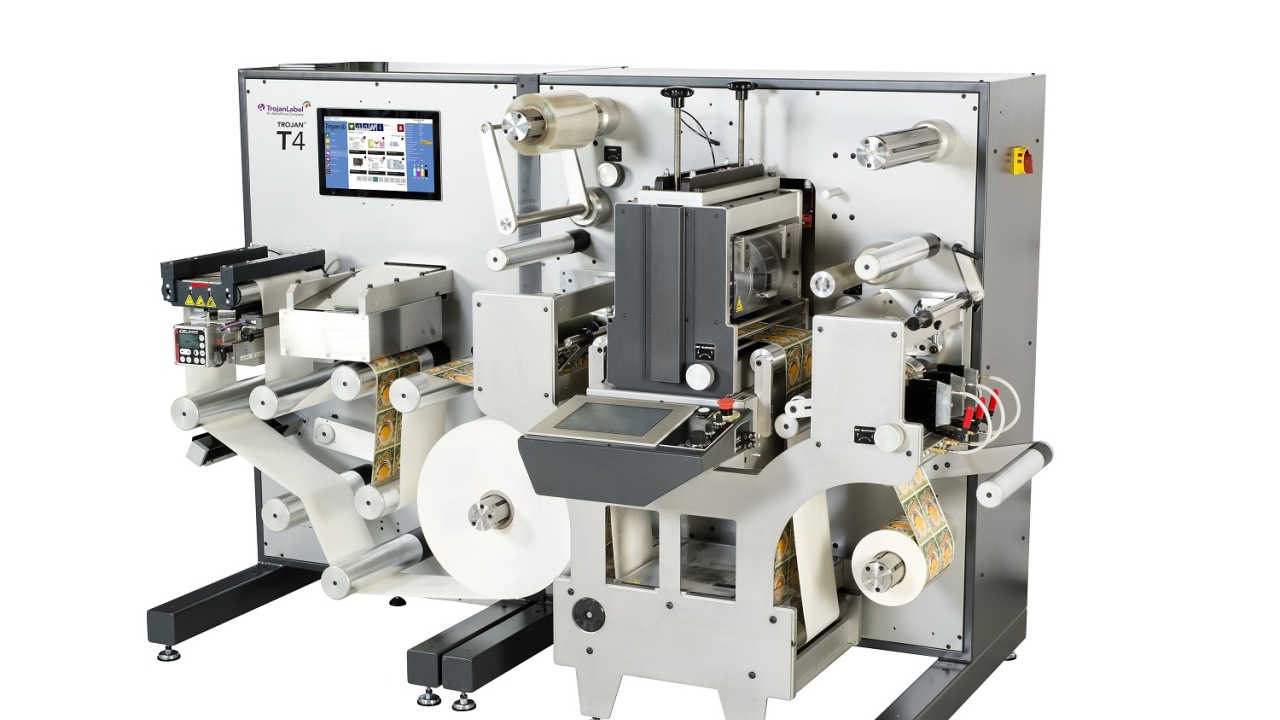 Trojan T4 is a compact all-in-one professional label press with in-line finishing developed by TrojanLabel, an AstroNova company