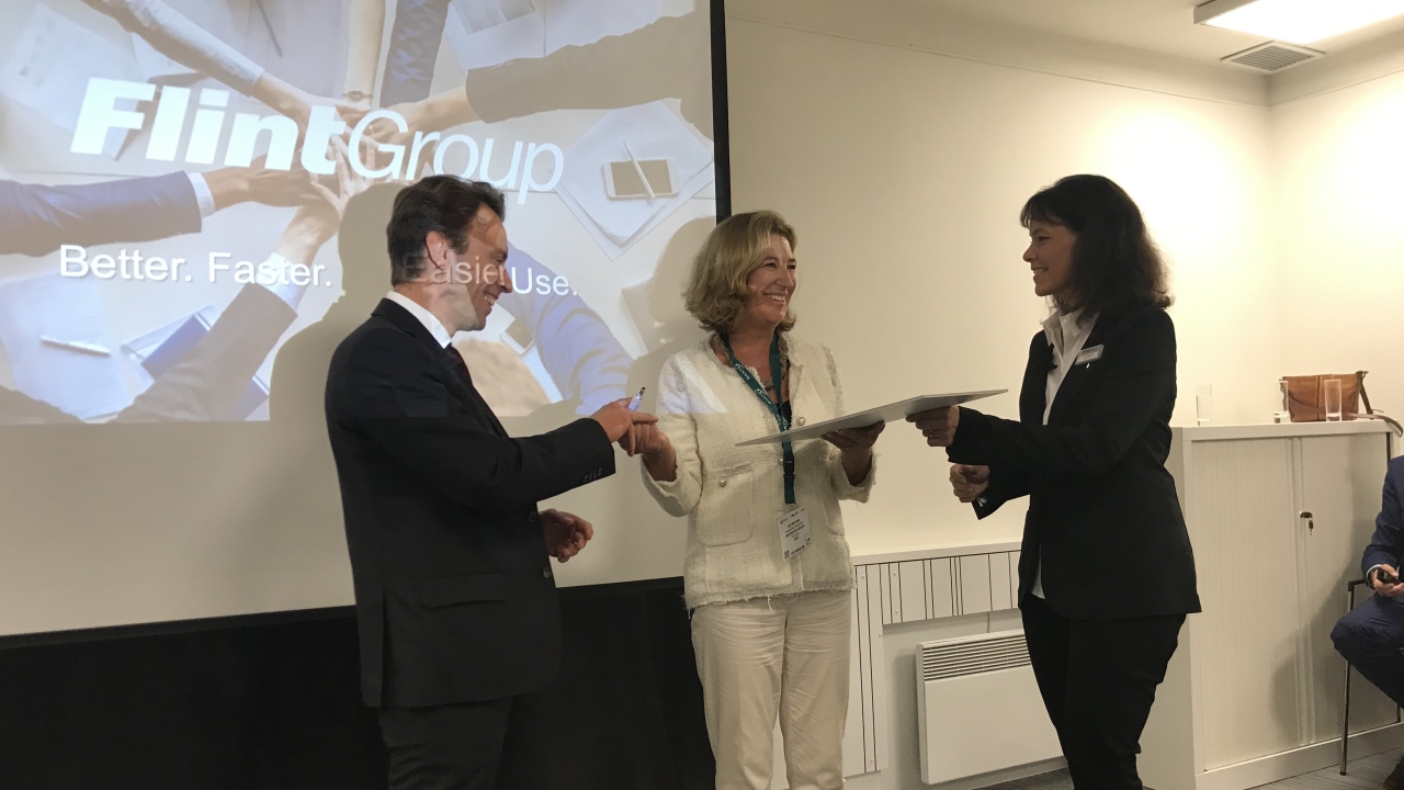 Guillaume Clement of Flint Group, Liz Waters, CEO of Watershed Group, and Kelly Kolliopoulos of Flint Group Guillaume Clement of Flint Group, Liz Waters, CEO of Watershed Group, and Kelly Kolliopoulos of Flint Group