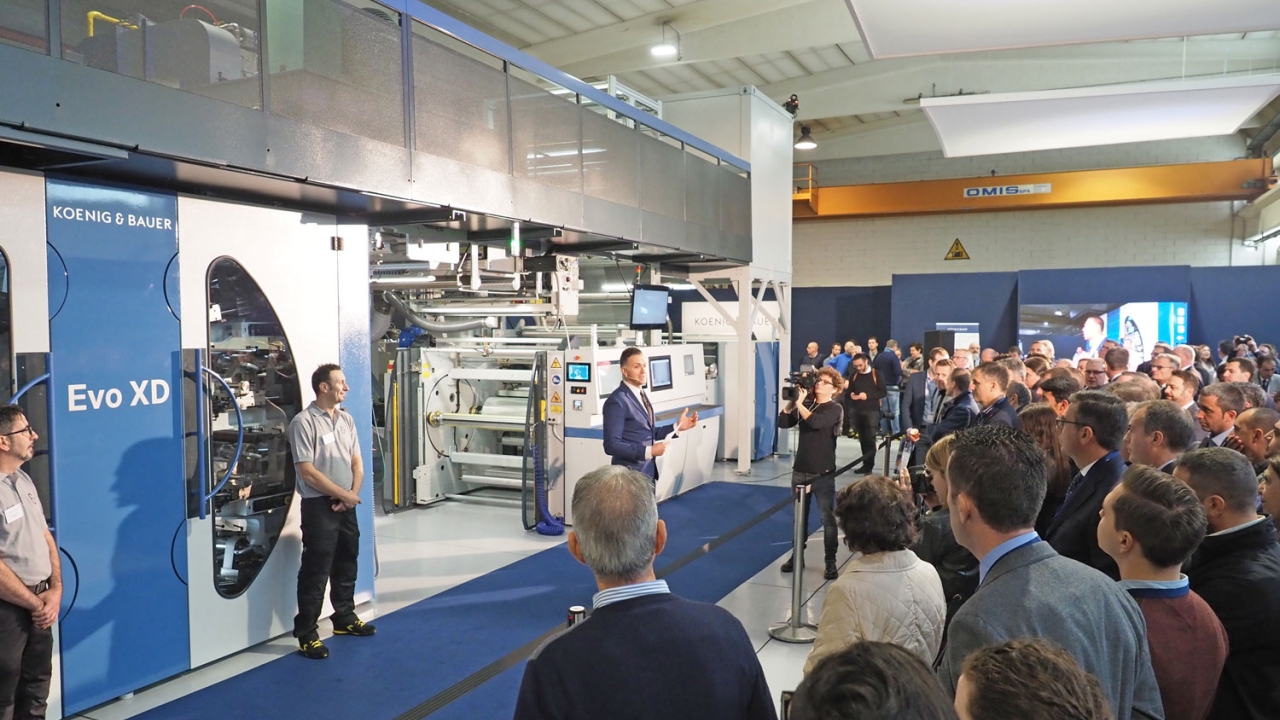 Koenig & Bauer Flexotecnica recently hosted an open house for customers at its plant in Tavazzano near Milan Koenig & Bauer Flexotecnica recently hosted an open house for customers at its plant in Tavazzano near Milan