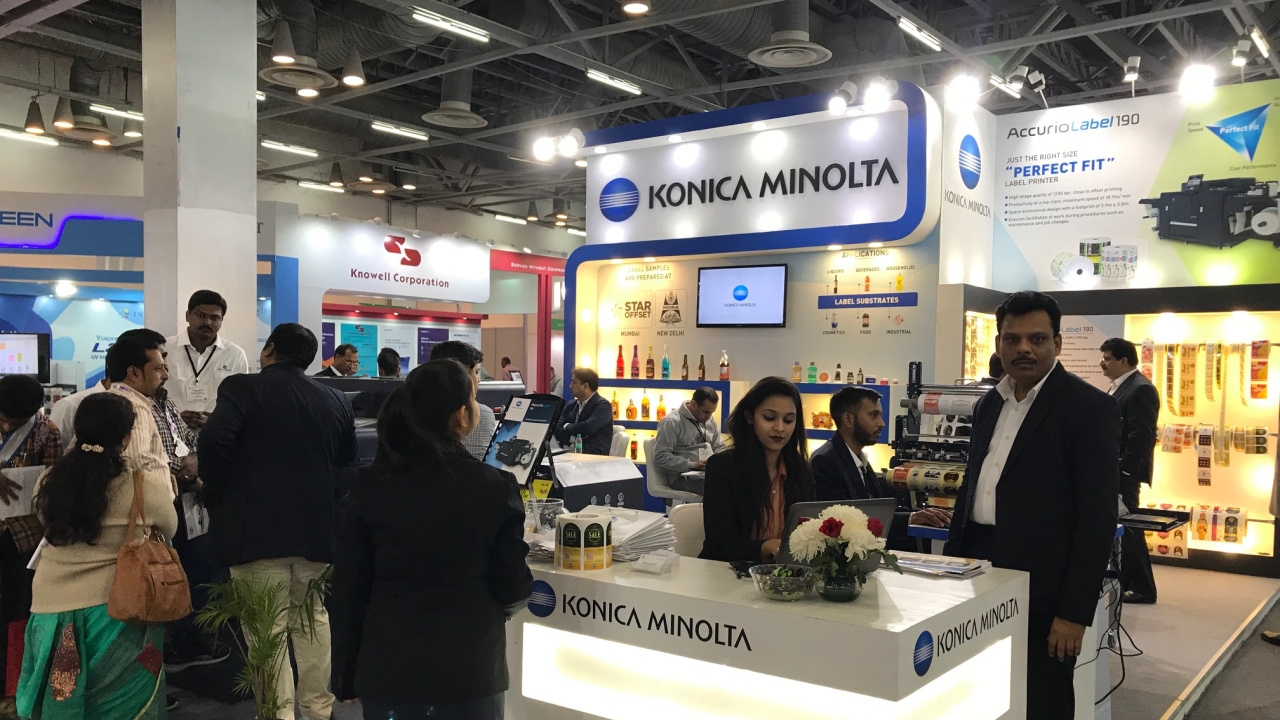 The Konica Minolta stand at Labelexpo India 2018