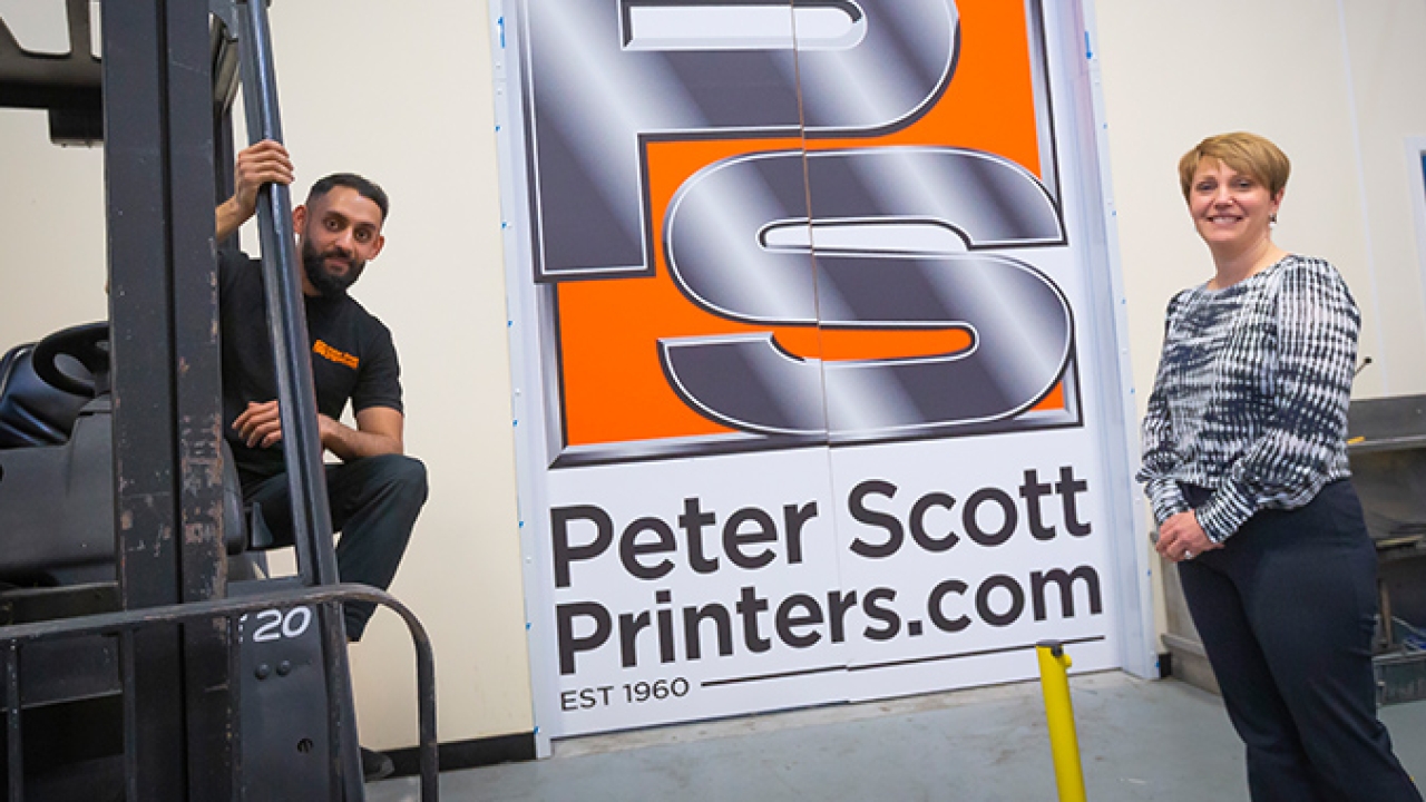 Apprentice Waqas Ahmed with Joanne Hindley, commercial director at Peter Scott Printers Apprentice Waqas Ahmed with Joanne Hindley, commercial director at Peter Scott Printers