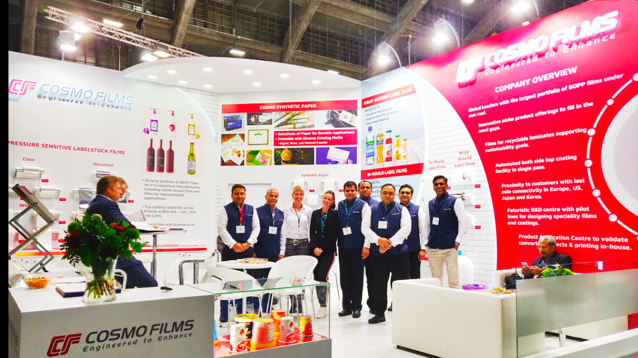 Cosmo Films team at their stand during Labelexpo Europe