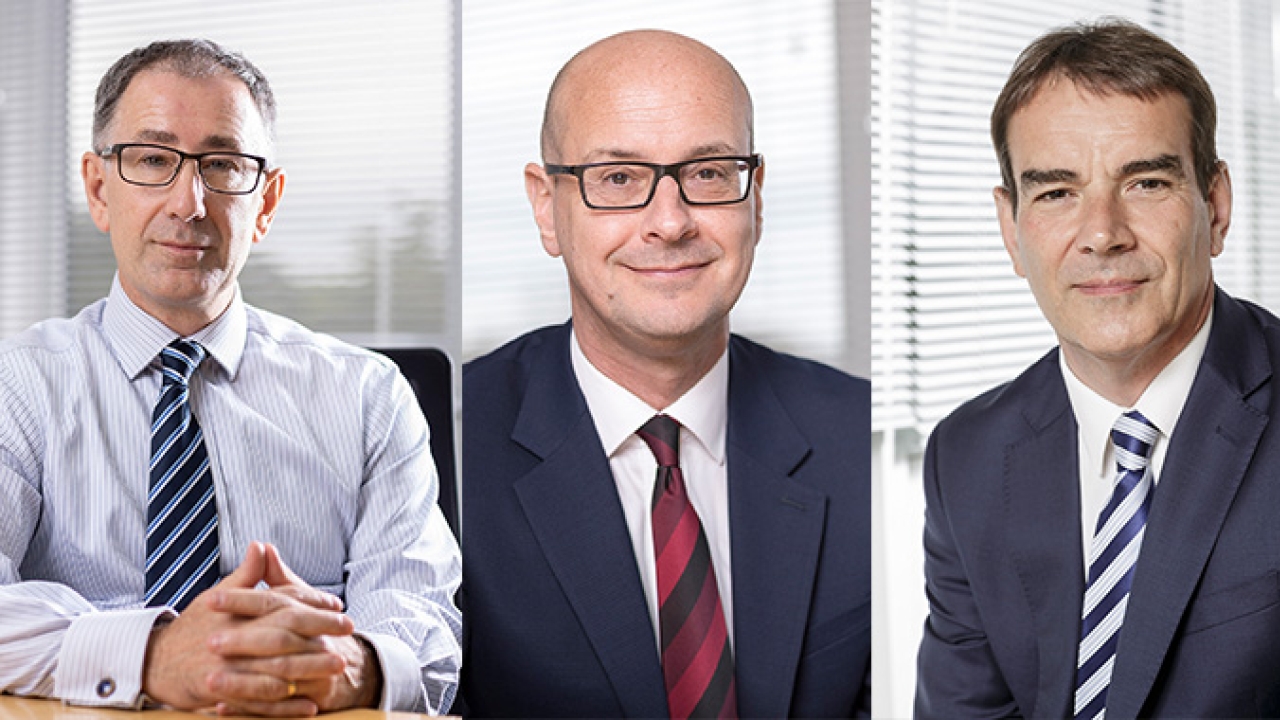 L-R: John Mills, CEO; Ian Tichias, CFO and Andrew Herbert, chairman of Xaar