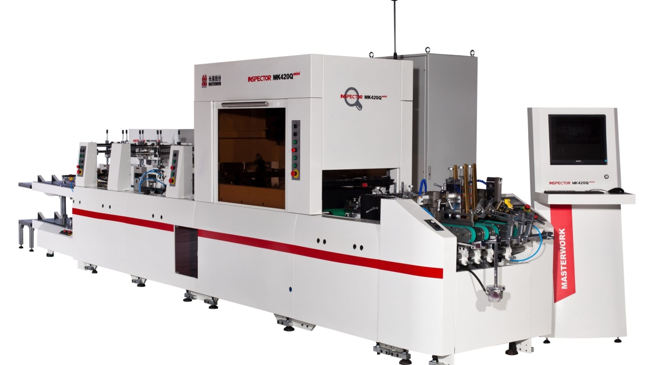 Masterwork Graphic Equipment is to introduce its MK420Q MINI high-speed/precision carton inspection system to the European market at Ipex 2014