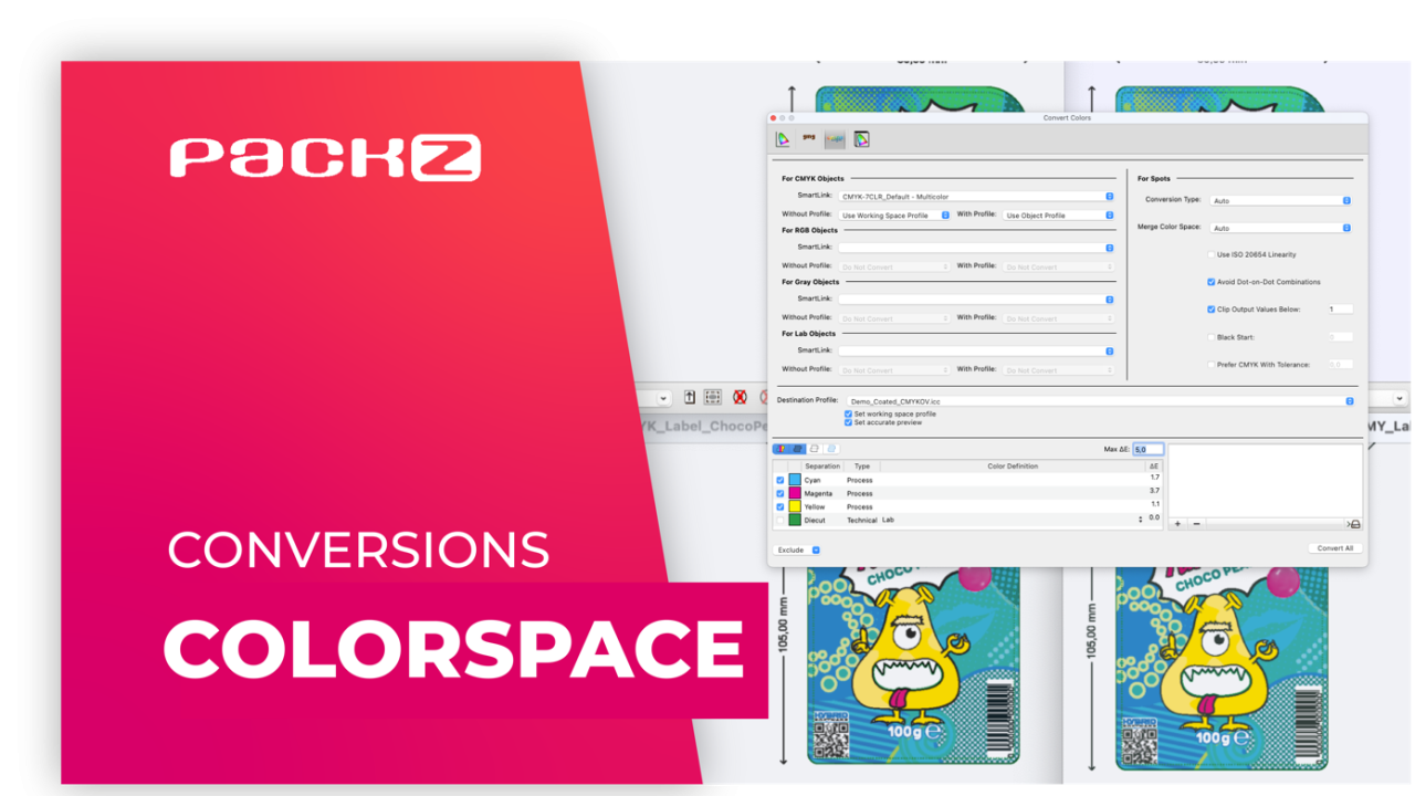 The new Colorspace color management technology is accessible from Packz and Stepz