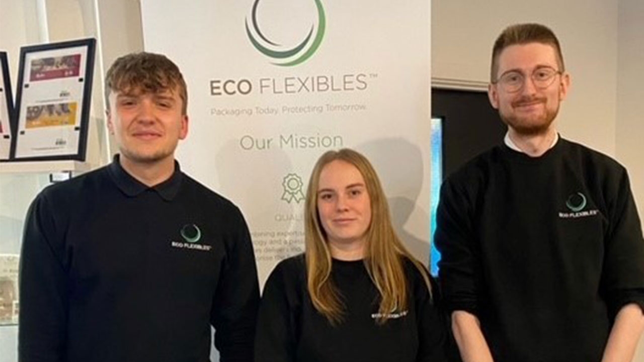 L-R: Thomas Butler, Lily McQueen and Joshua Hutchings – recent new recruits at Eco Flexibles