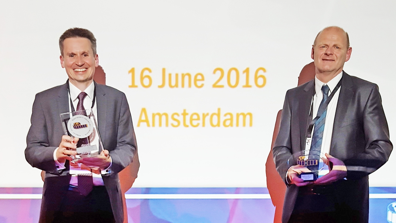 Representing Schreiner Group, head of technology and innovation management Robert Weiss and head of research and development Dr Jens Vor der Brueggen accepted the Finat Label Competition award in Amsterdam on June 16 Representing Schreiner Group, head of technology and innovation management Robert Weiss and head of research and development Dr Jens Vor der Brueggen accepted the Finat Label Competition award in Amsterdam on June 16