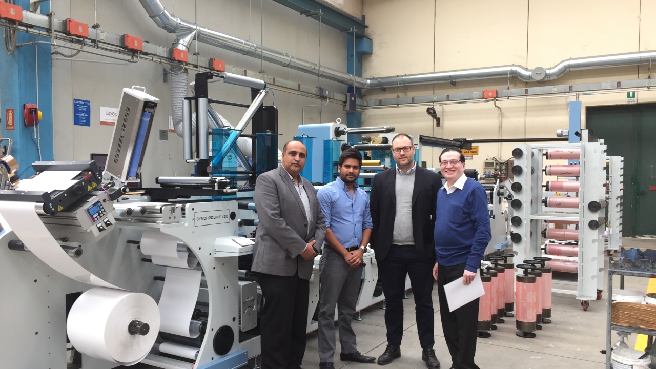L-R: Ranesh Bajaj, Anubhav Jain, Massimo Lombardi and Ashok Jain at Lombardi’s facility in Italy