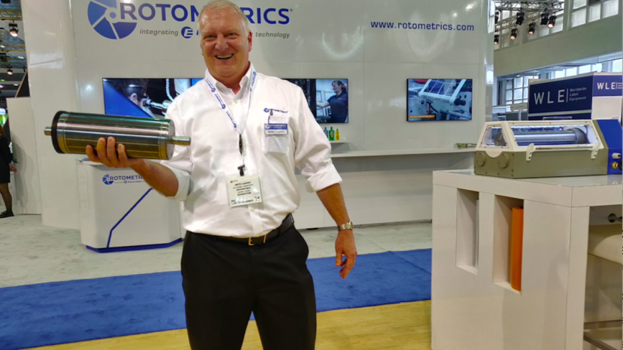 RotoMetrics’ Keith Laakko holding the light-weight magnetic cylinder RotoMetrics’ Keith Laakko holding the light-weight magnetic cylinder