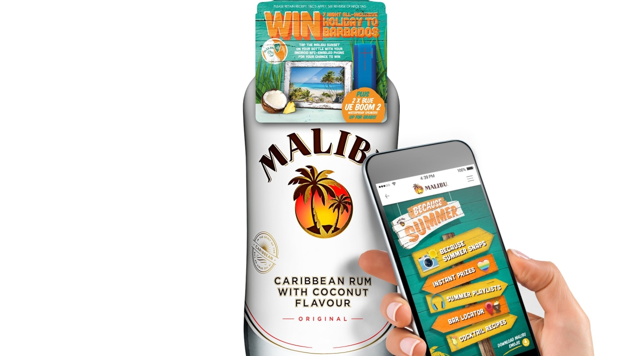 Scanning the Malibu logo opens up five digital experiences to consumers via their smartphone Scanning the Malibu logo opens up five digital experiences to consumers via their smartphone