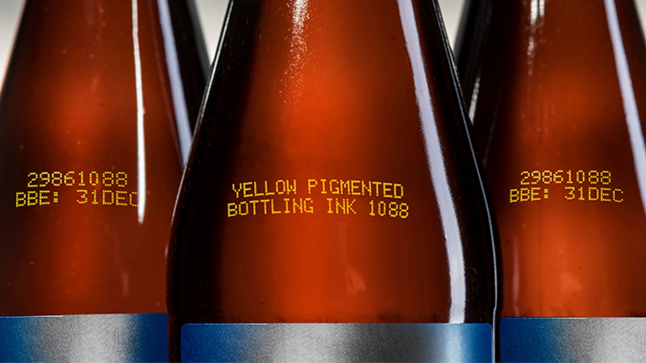Linx Printing Technologies has launched its new Linx Yellow bottling ink 1088 Linx Printing Technologies has launched its new Linx Yellow bottling ink 1088