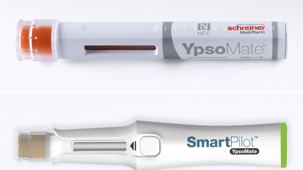 YpsoMate is an autoinjector for self-medication of a wide range of pharmaceutical substances and in a diverse range of therapeutic areas Schreiner MediPharm, Ypsomed provide self-medication adherence with NFC label