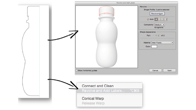 Figure 3.12 Using Esko Toolkit for Labels, a profile can be revolved into a shape. Source- Esko
