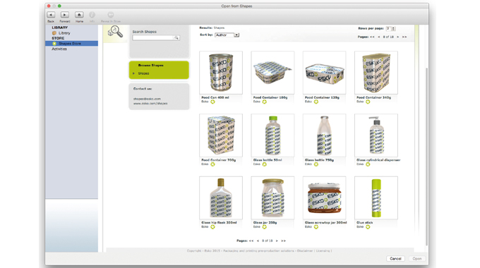 Figure 3.13 A whole range of shapes can be downloaded from the Shapes Store. Source- Esko
