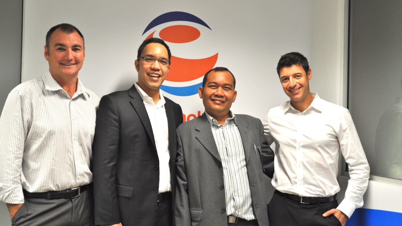 Pictured (from left): David Reece, Jet Technologies' sales director in Australia; Arman Mampuk; Yanuar Emilius; and Jack Malki - See more at: http://www.labelsandlabeling.com/news/latest/jet-technologies-opens-branch-jakarta#sthash.ErhB5CoS.dpuf