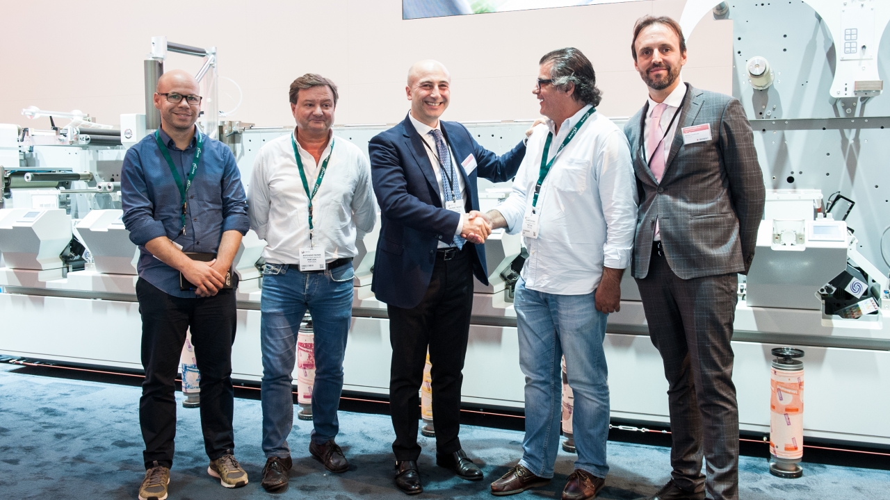 R-L Matteo Cardinotti, Bobst Firenze; Duarte Rebelo de Sousa, Olegário Fernandes Artes Gráficas; Maurizio Trecate Bobst Firenze; Antonino Nunes, Olegário Fernandes Artes Gráficas