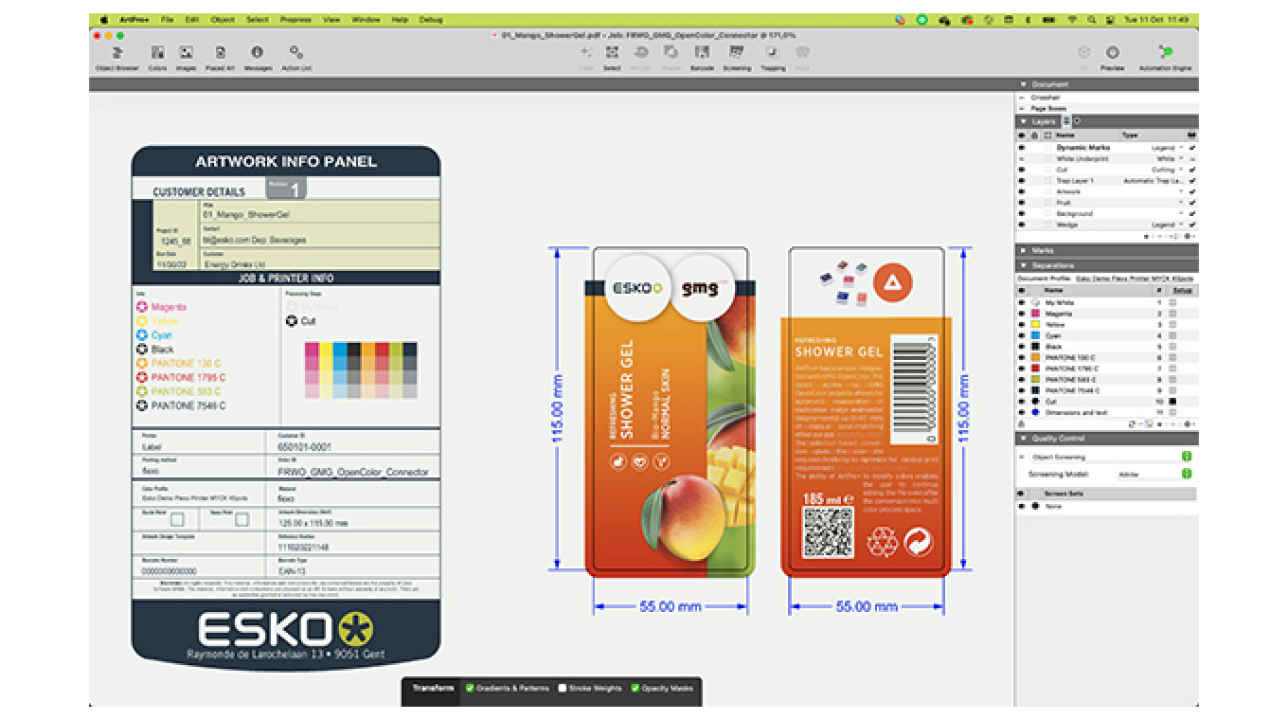 Esko and GMG have partnered to deliver a connection between GMG’s profiling and color prediction tool, GMG OpenColor, and Esko’s native pre-press editing software, ArtPro+. 