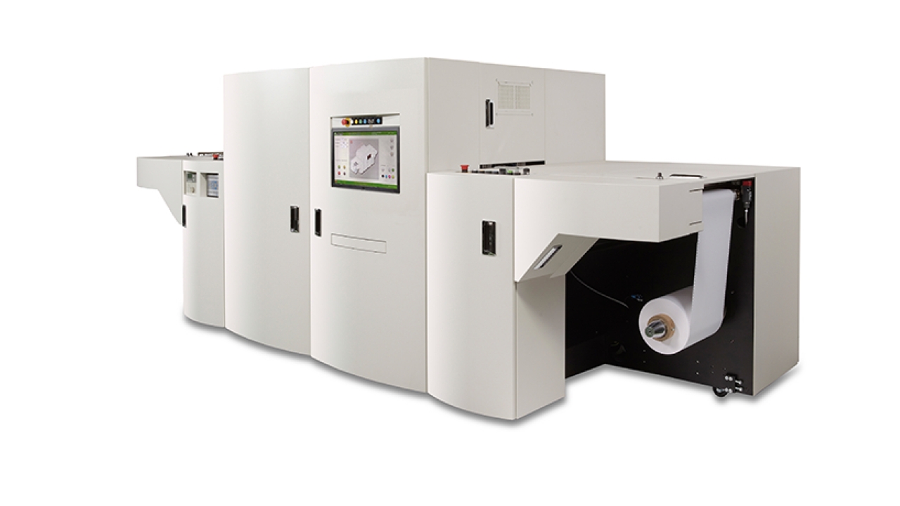 The MJP 13LXV full color LED UV inkjet press specialises in label printing The MJP 13LXV full color LED UV inkjet press specialises in label printing