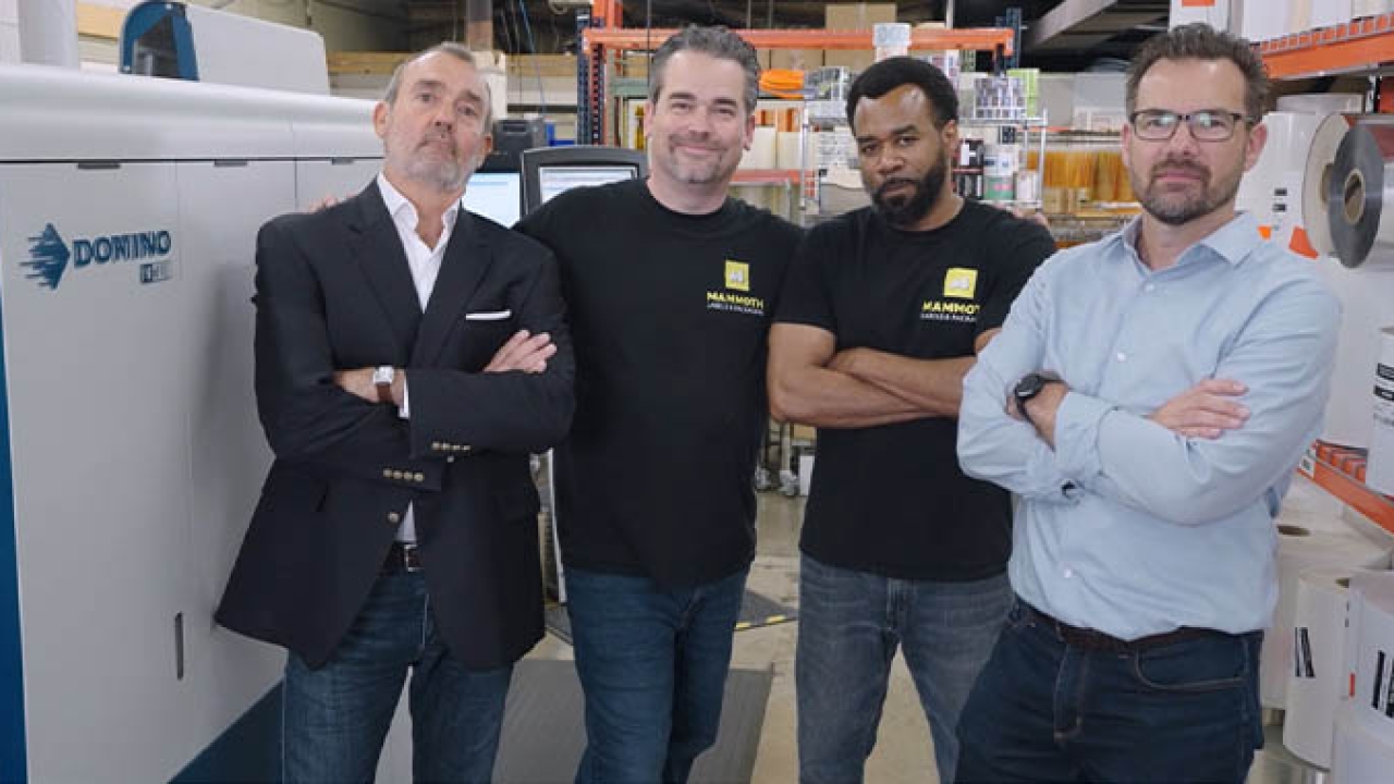 Mammoth Labels & Packaging team with Domino N610i digital UV inkjet press Mammoth Labels & Packaging team with Domino N610i digital UV inkjet press