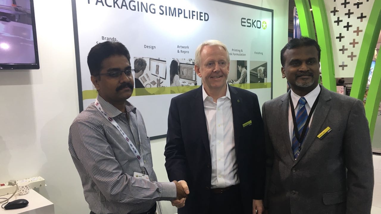 Neelakandan Gopalakrishnan, chief executive officer at Sai Enterprises with the Esko team at Labelexpo India 2016
