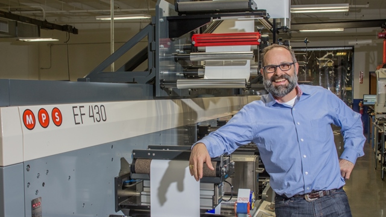 Hub Labels president Thomas Dahbura with the US-based printer's new MPS EF 430 Hub Labels president Thomas Dahbura with the US-based printer's new MPS EF 430