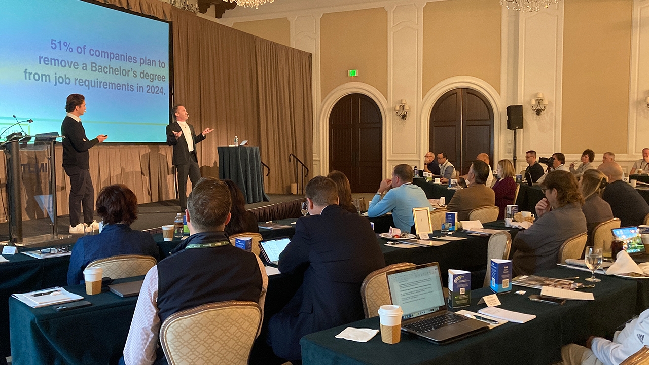 A TLMI converter session on generations in the workplace by David and Jonah Stillman of GenGuru