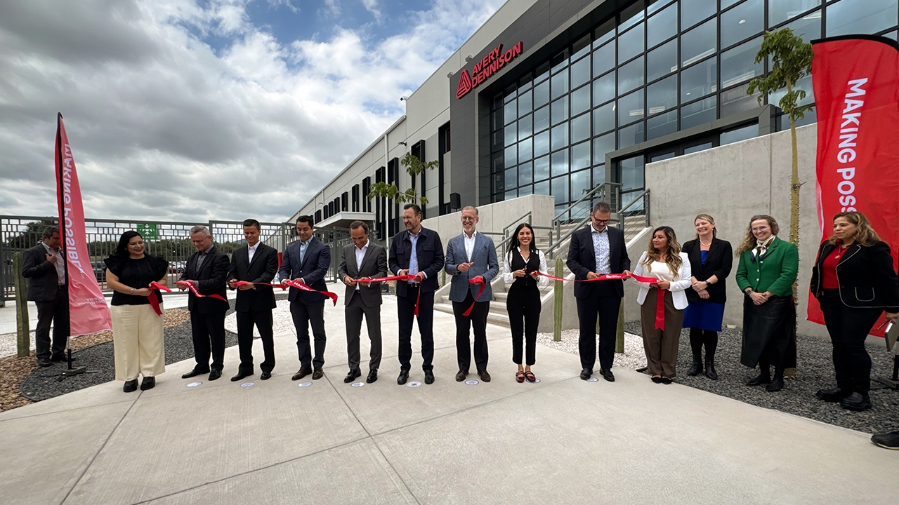 Avery Dennison staff at ribbon cutting of RFID facility