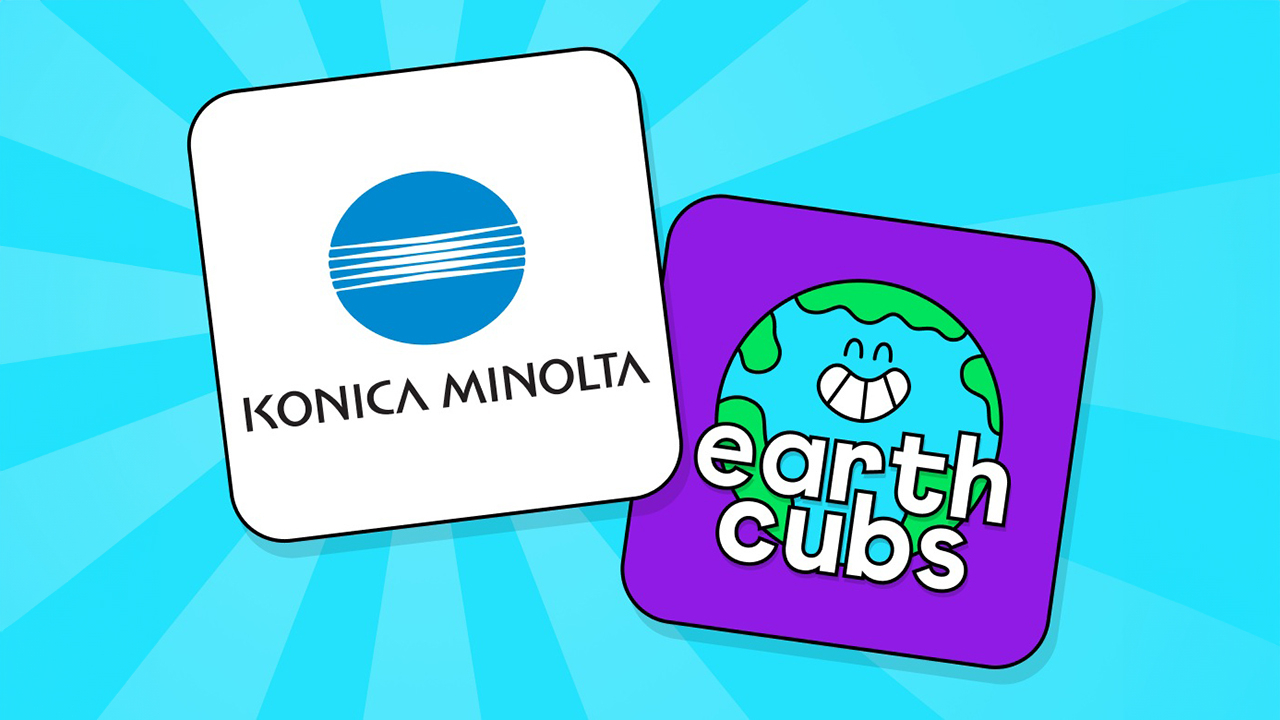 Konica Minolta logo next to Earth Cubs logo