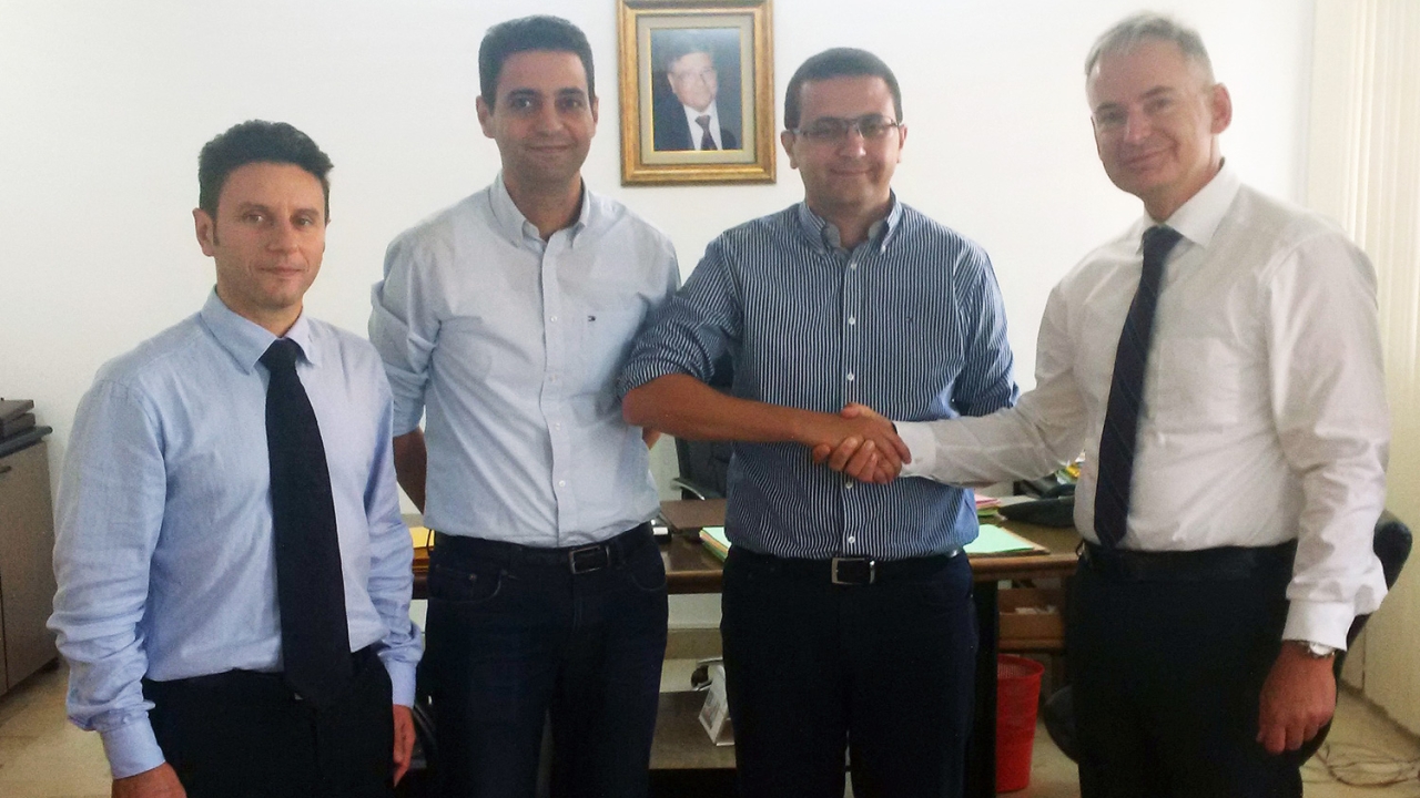 Pictured (from left): Saverio Monopoli of KBA sales partner Graphic Evolution; Elyes and Skander Boussaa; and Sven Strzelczyk, sales director at KBA-Sheetfed Solutions