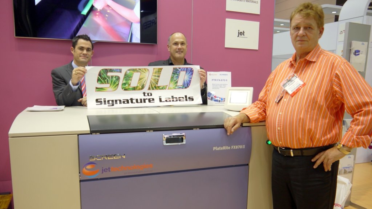 Pictured (from left): Wes Scott, technical account manager at Jet Technologies; Peter Scott, managing director, Screen Australia; and Robert Malliotis, director of Signature Labels