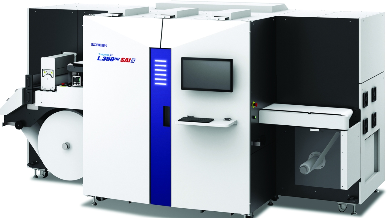 Screen showcases the Truepress Jet L350UV SAI, the latest model from the L350UV series