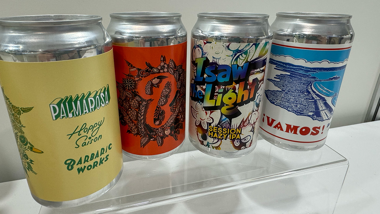 Beer cans with labels