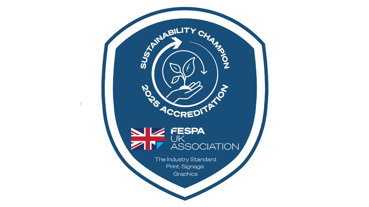 Fespa UK Sustainability Champion 2025 accreditation logo