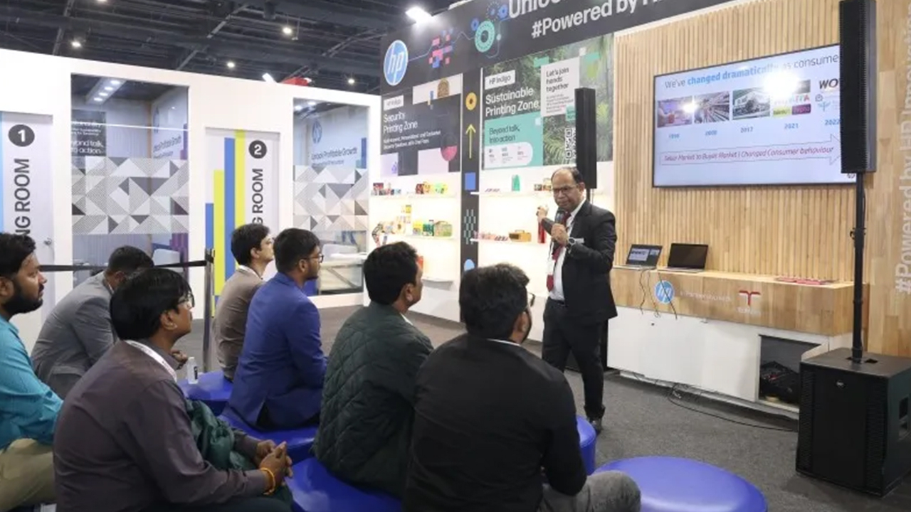 HP booth at Labelexpo India 2024