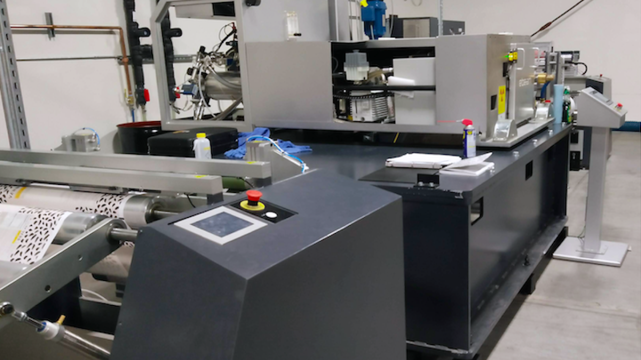 The EB30 is an integrated module which features an unwinder (LUW30), varnish/lamination station and rewinder (LRW30) designed to run in-line with a curing station from ebeam The EB30 is an integrated module which features an unwinder (LUW30), varnish/lamination station and rewinder (LRW30) designed to run in-line with a curing station from ebeam