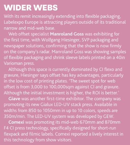 sidebar on wider-web presses at Labelexpo