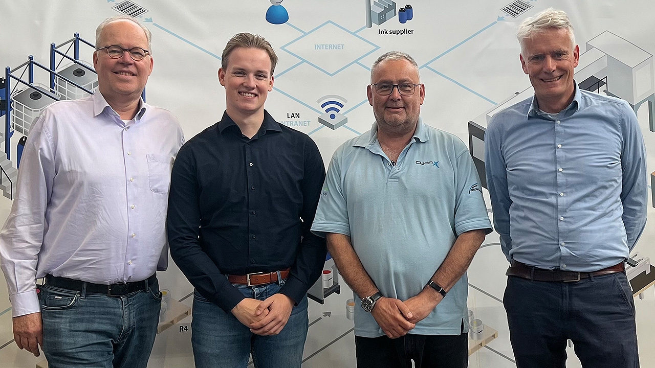 L-R: Anne Lourens, managing director of GSE; Loek Prang, sales engineer at GSE; Richard Mawson, managing director at CyanX; Maarten Hummelen, marketing director at GSE.  