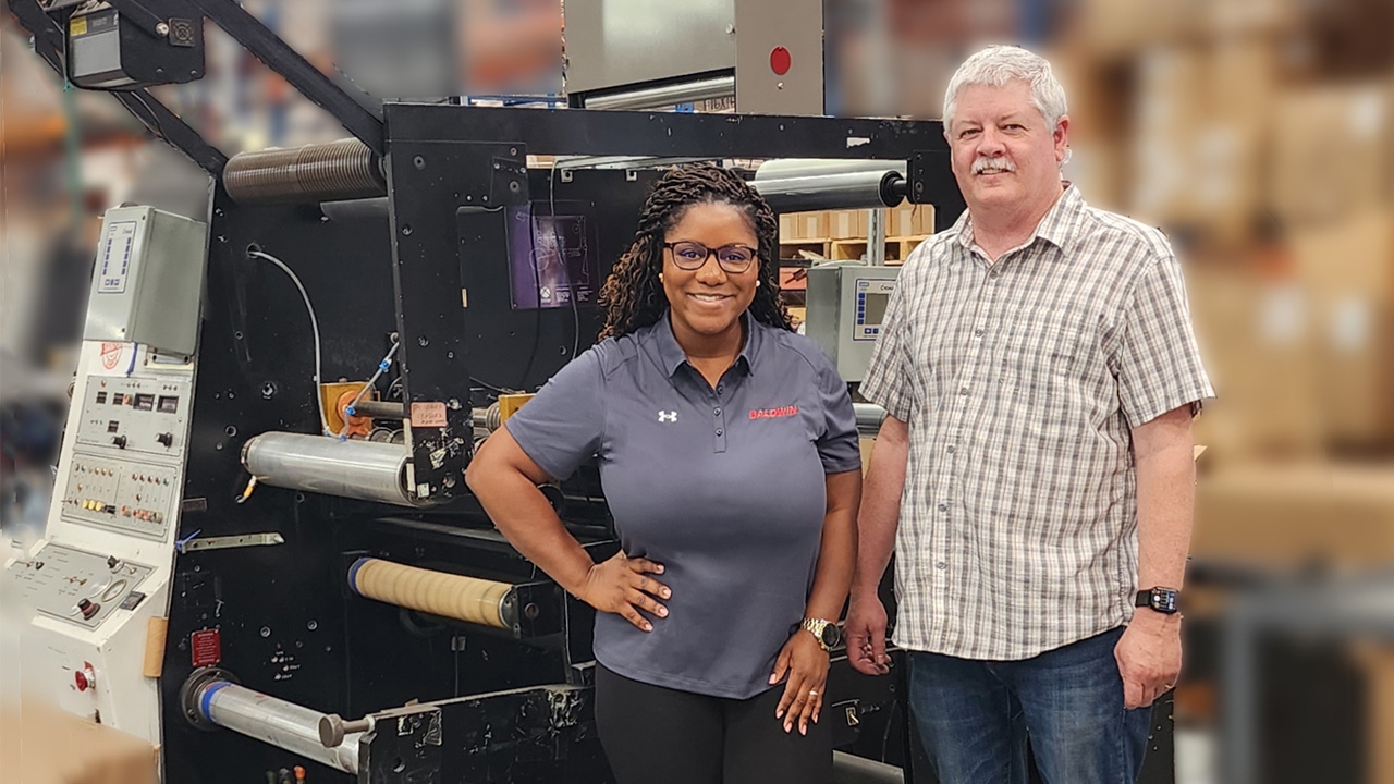 Baldwin Technology Southwest regional sales leader Adina Starke and Allen Henry, general manager of I.D. Images' San Diego facility.