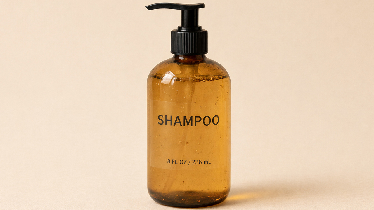 Herma film on a shampoo bottle