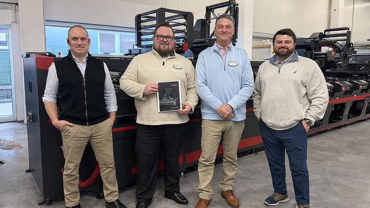L-R: Jeff Haddad of Rotocon USA; Colin Luscombe of LabelTec; Jason Arruda of LabelTec; Cooper Ludwig of Rotocon USA
