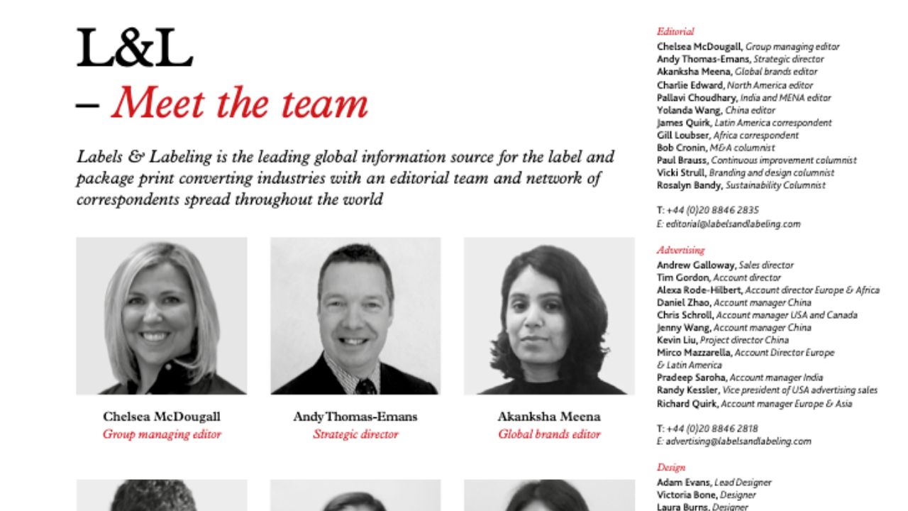 Editor's note: New faces at L&L | Labels & Labeling