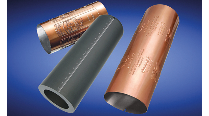 Figure 1.7 - Econofoil/Unisleeve hot-foiling flexible dies designed to run on low cost aluminium mandrels. Source- UEI Falcontec Figure 1.7 - Econofoil/Unisleeve hot-foiling flexible dies designed to run on low cost aluminium man