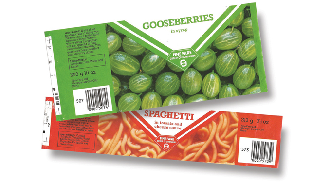 Figure 1.8 - Fine Fare barcoded own labels produced for the supermarket in 1978