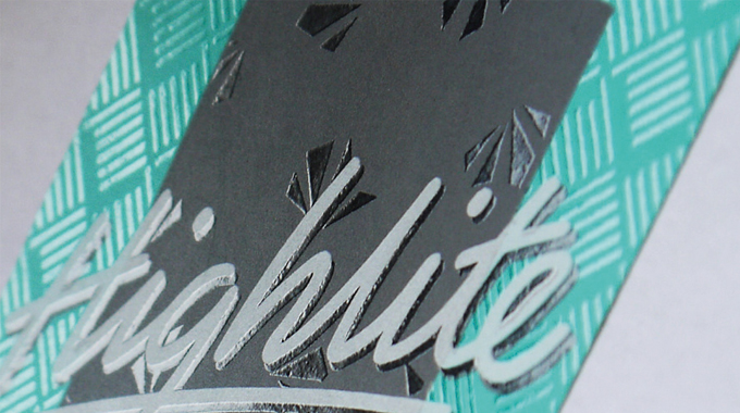 Figure 10.1 - Patterned varnish effects – A gloss spot varnish is printed onto a matt varnish