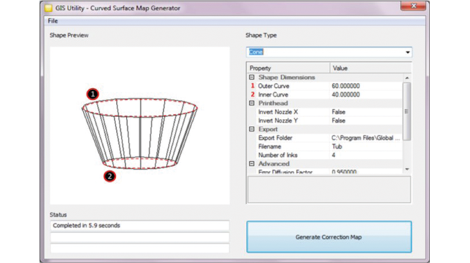 Figure 3.12 Density & screener correction software. Supplied by Global Inkjet Systems