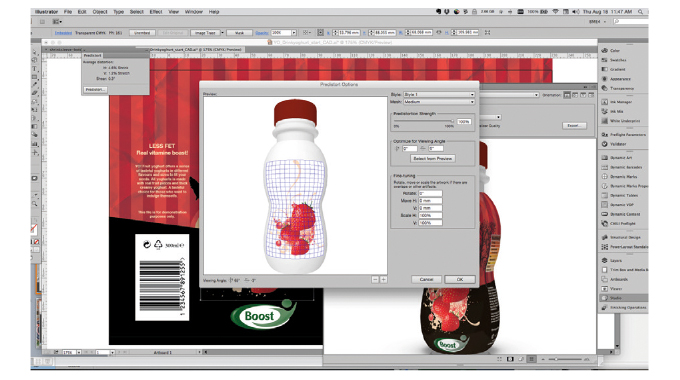Figure 3.21 Artwork, text and images can easily be distorted using the Esko Studio for Shrink plugin. Source- Esko