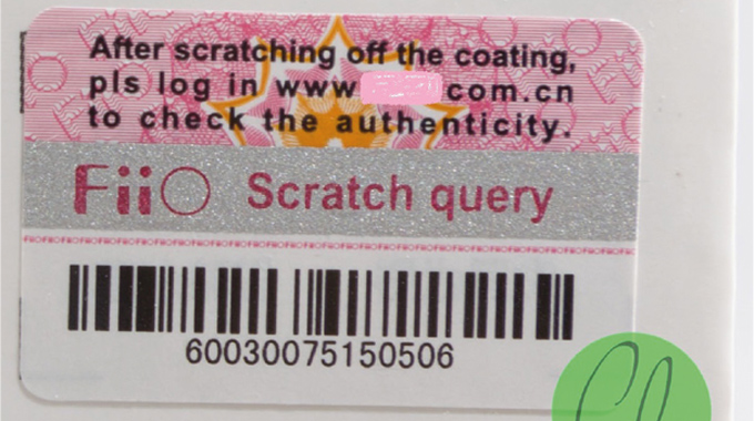 Figure 4.6 - Scratch off inks can be used to deter tampering especially where coded messages are used for internet checking of authenticity